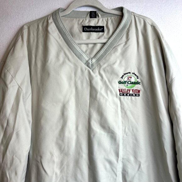 Vintage Dunbrooke Valley View Casino Golf Pullover XL Tan Windbreaker Dad Core - Picture 2 of 13